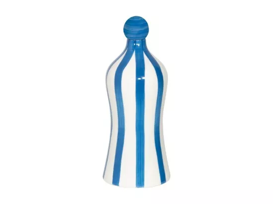 Lido Bouteille en céramique rayée bleu Zafferano