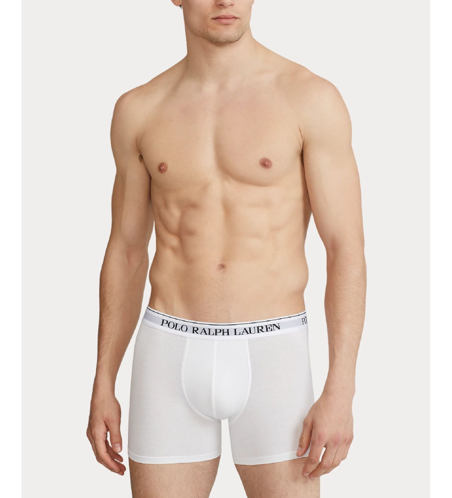Conjunto com 3 cuecas boxer clássicas Ralph Lauren - pretas, cinzas e brancas.
