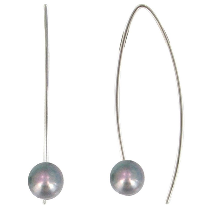Boucles d'Oreilles Argent Rhodié Crochet Perle de Culture 6 mm - Classics