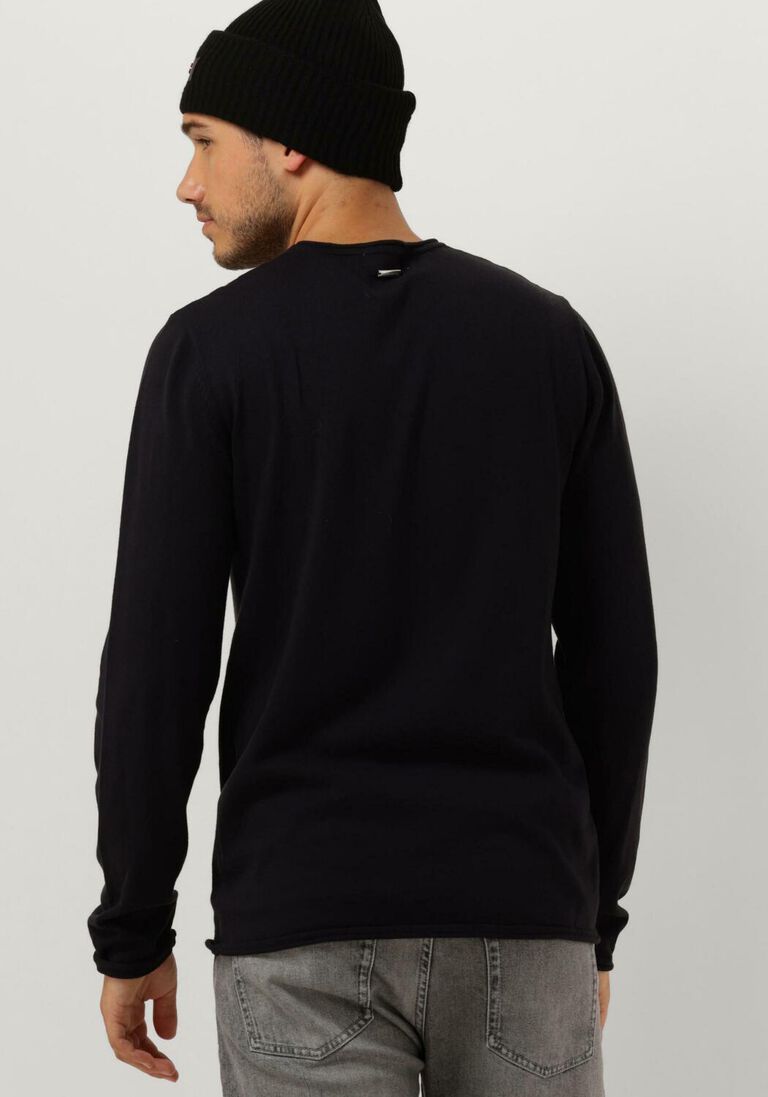 PUREWHITE antraciet purewhite trui flat knitted shirt with small logo on chest