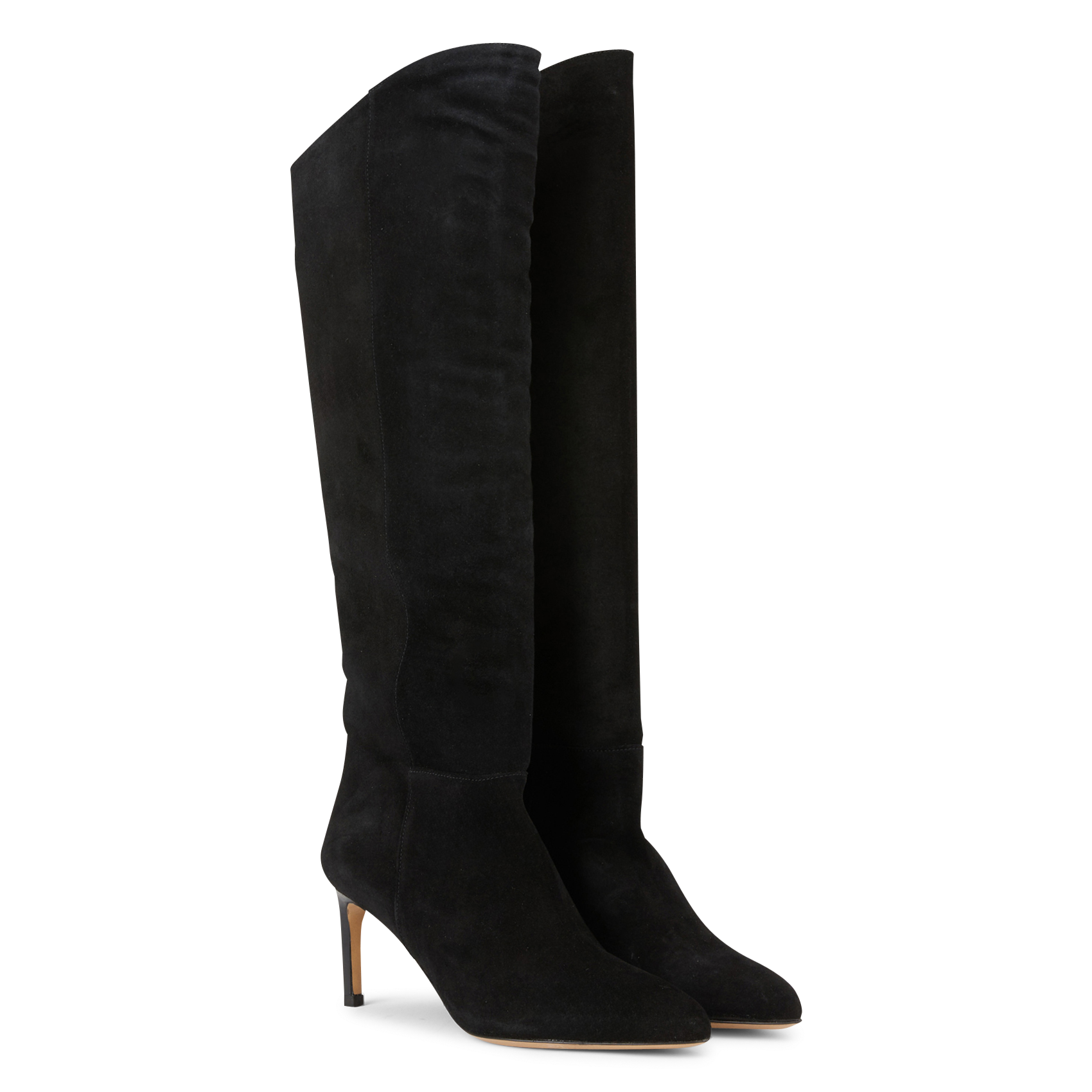 N°721 - Bottes à talons en cuir velours | Noir