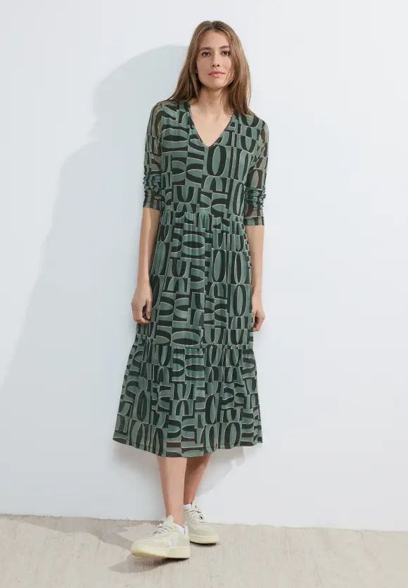 Mesh Midikleid - raw salvia green