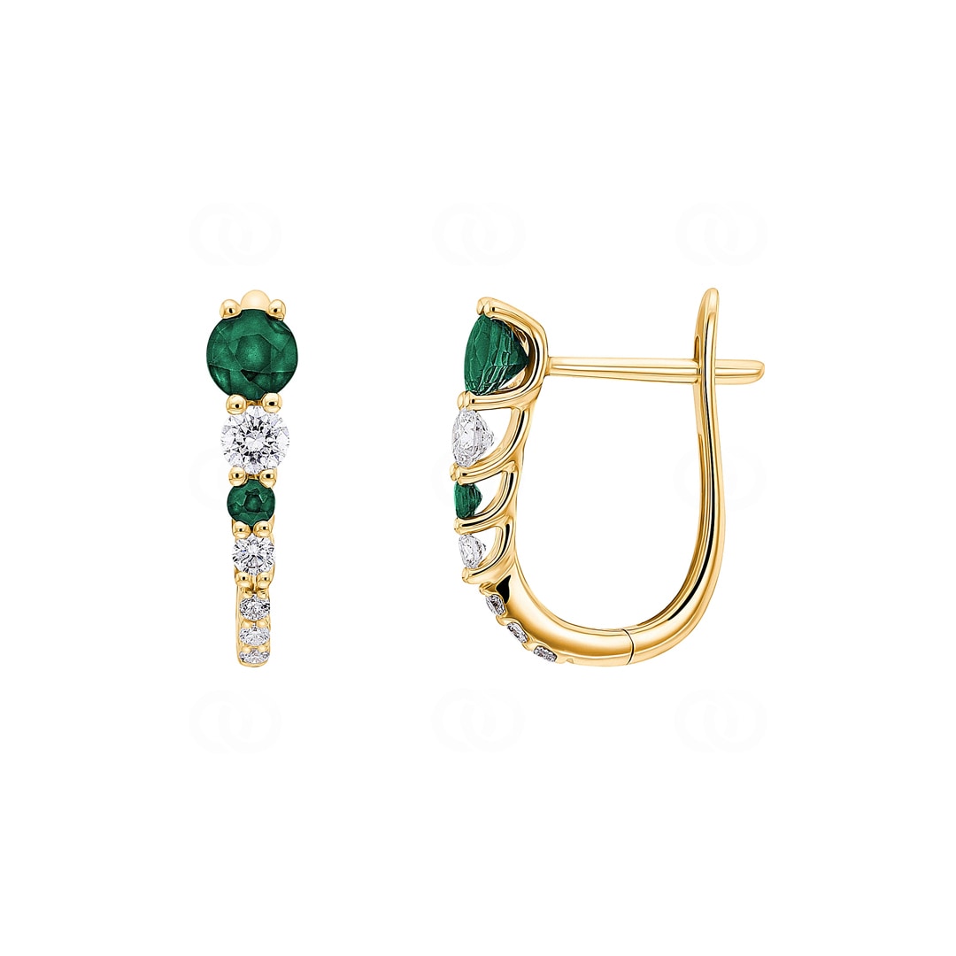 Kreolen 750/18 K Gelbgold mit Smaragden & Diamanten 0.25 ct H/si