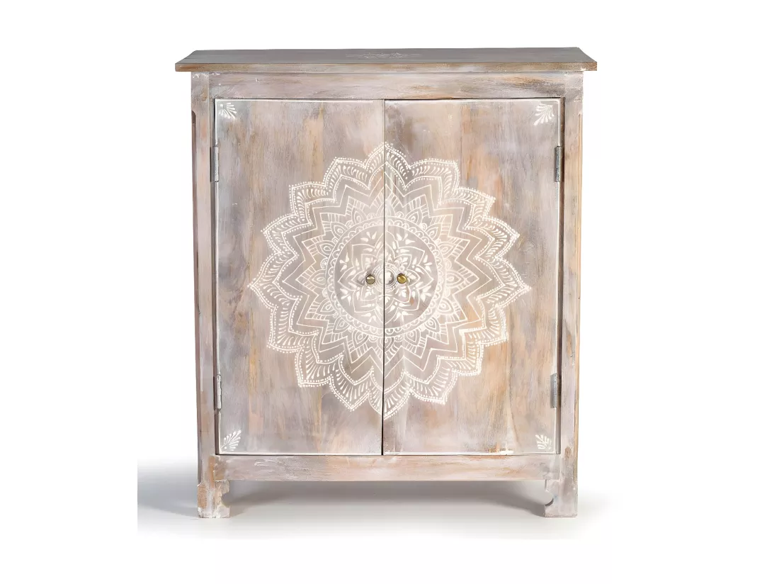 Meuble bar en manguier blanc vieilli Blanco.Giner y Colomer.90x40x80