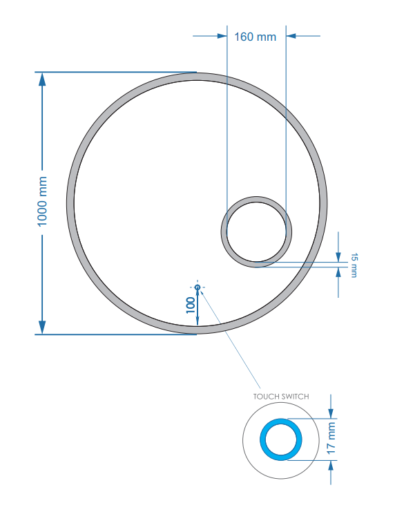 Gliss Design Sol ronde spiegel met LED-verlichting 100cm