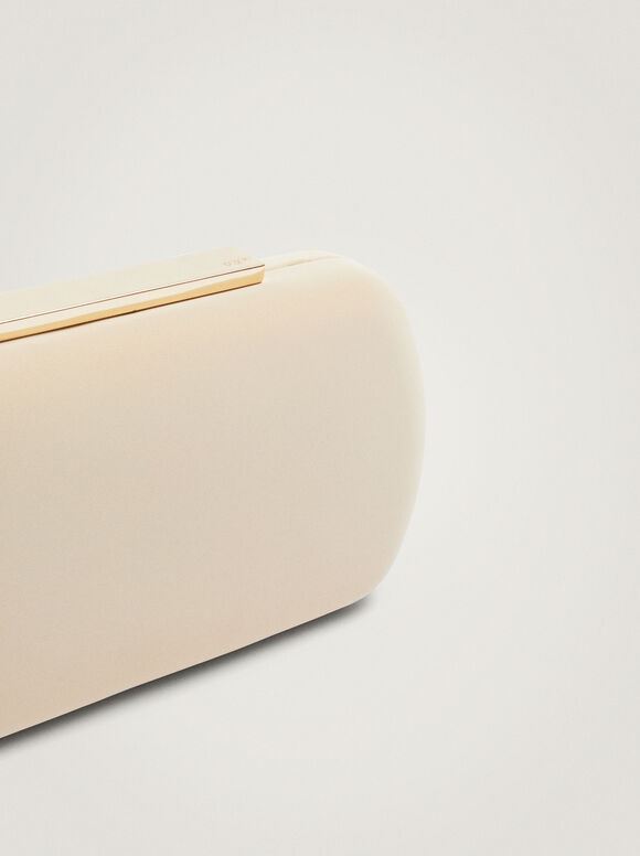 Clutch de festa com alça de corrente - Cru