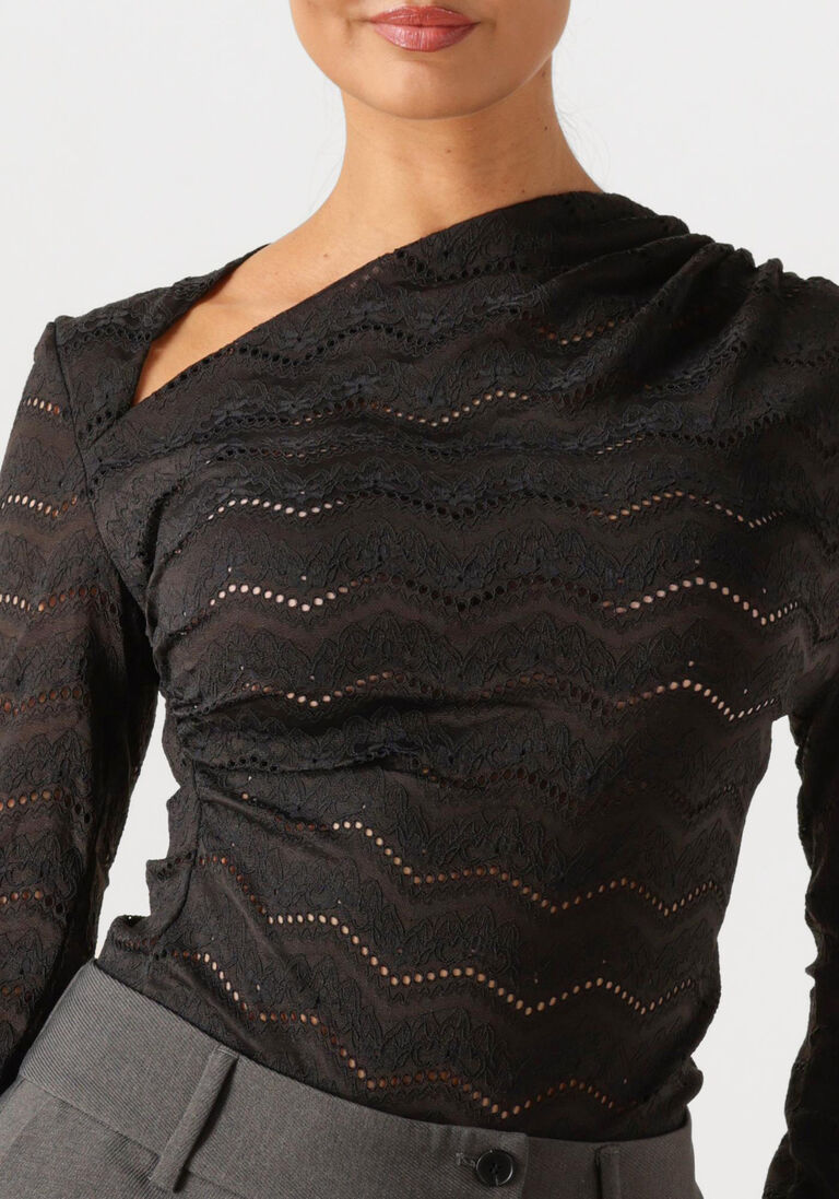 zwarte haute l'amitié blouses lace drape neck blouse