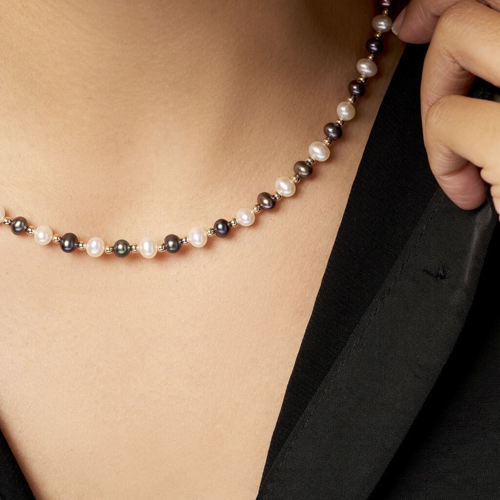 Collier Kenaae Or Jaune Perle De Culture