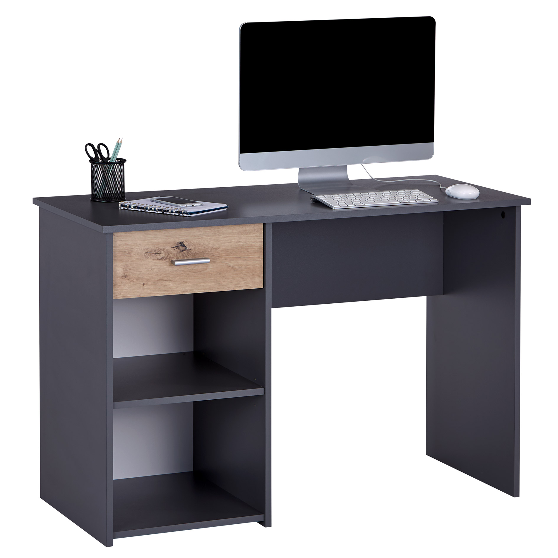 Schreibtisch - Graphitoptik-Artisan Eiche - mit Schubkasten - 110 cm
