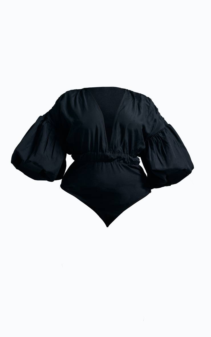 Noir Body Grande Taille À Manches Bouffantes