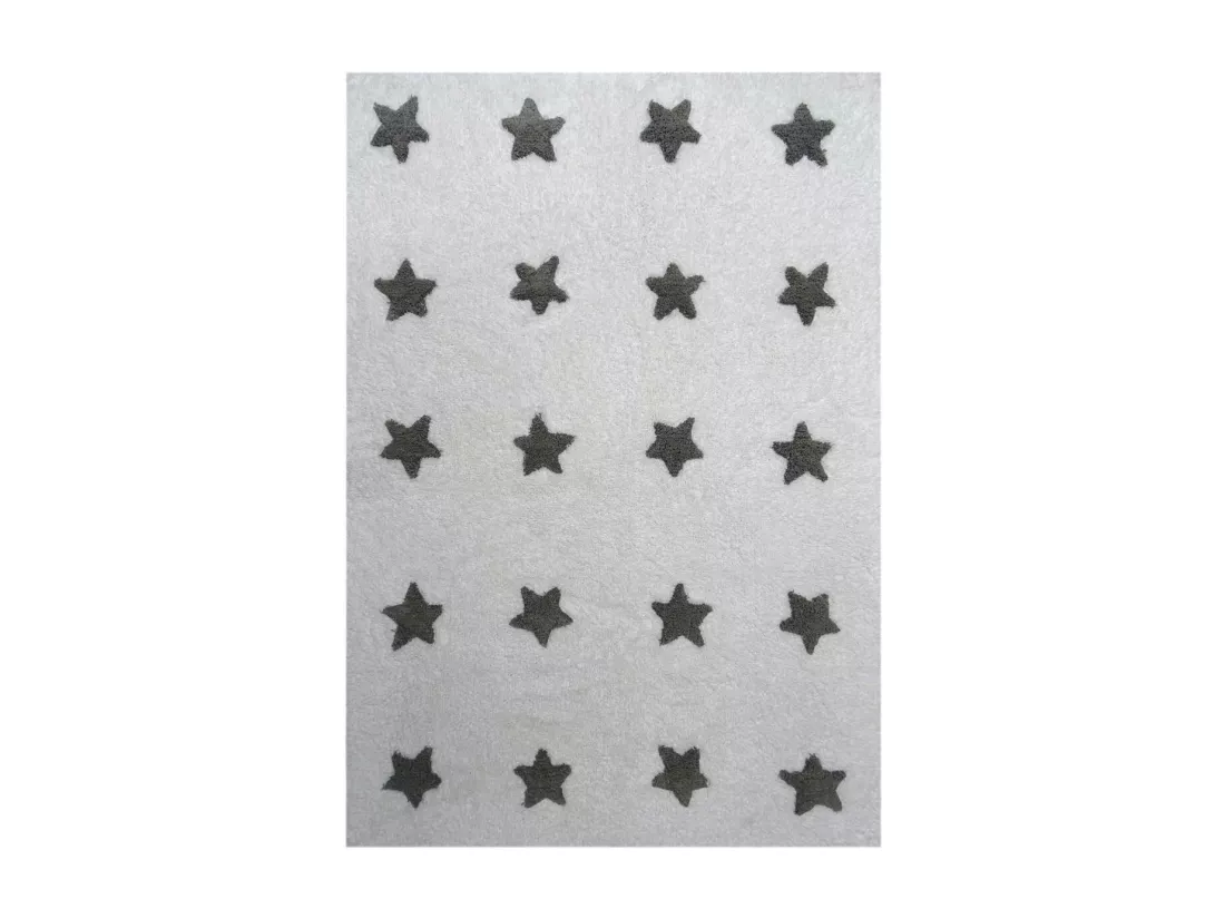 Tapis enfant Ø140cm rond fait main en coton blanc ETOILE