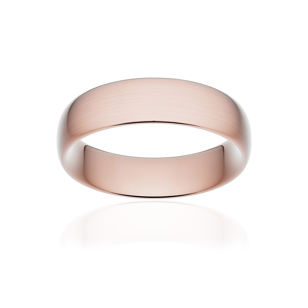 Alliance or 750 rose brossé ruban confort 6mm