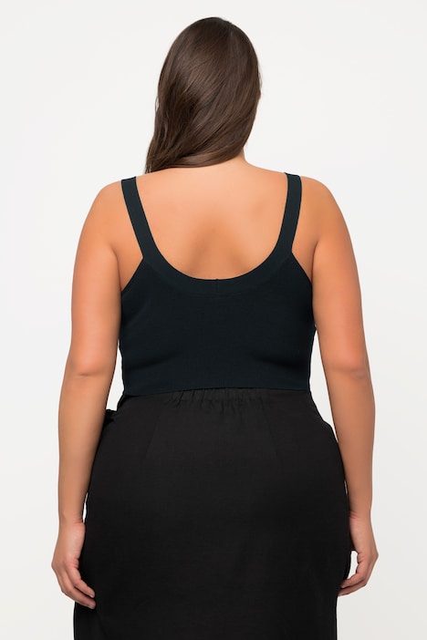 Strick-Bustier, Rippstrick, V-Ausschnitt, breite Träger