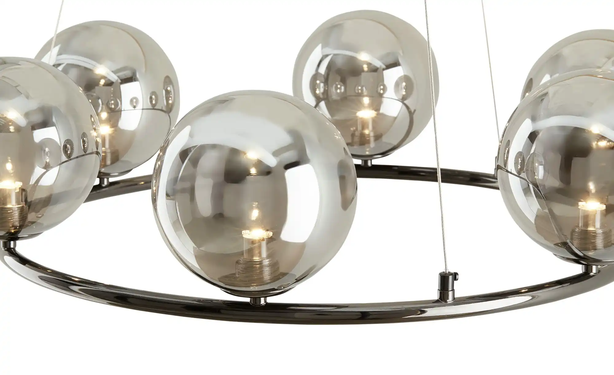 Meisterleuchten LED-Krone 6-flammig, schwarzchrom/Rauchglas