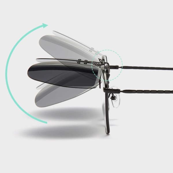 Flip-Up Clip-On Solbriller Metallspeil Lens Blå