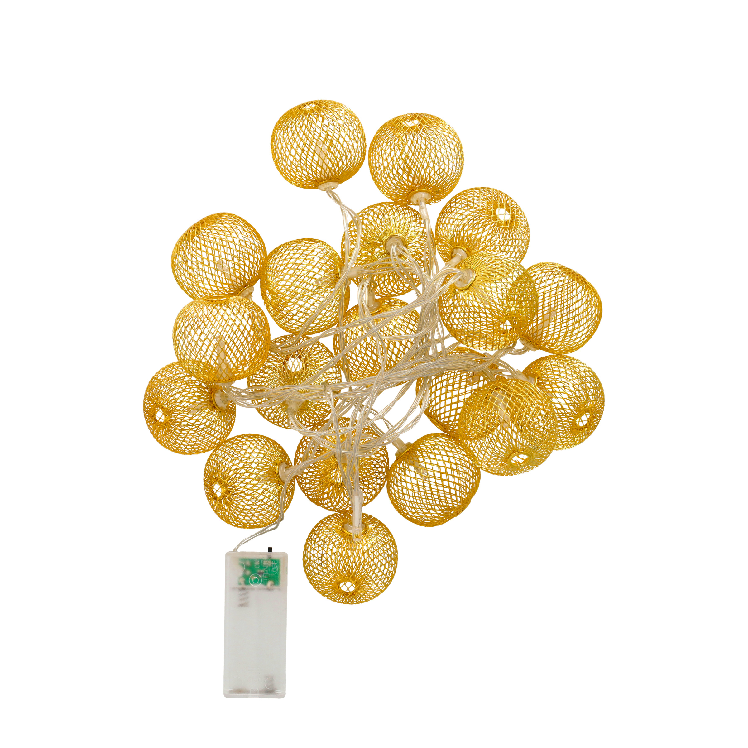 (3m) 20 LED's Metall Deko USB Lichterkette Kugeln Outdoor Beleuchtung IP44 - Gold