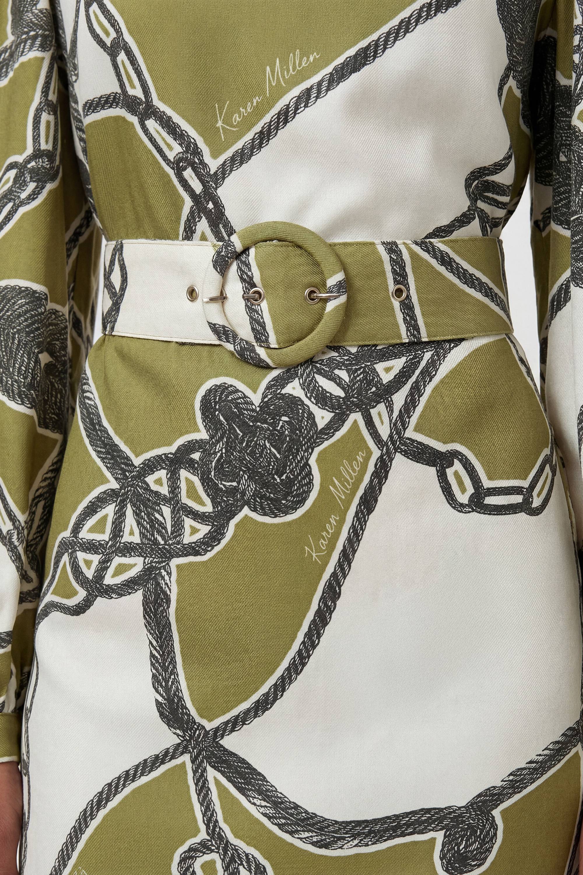 KarenMillen Robe Maxi Tissée À Imprimé Chaîne Avec Manches Ballon