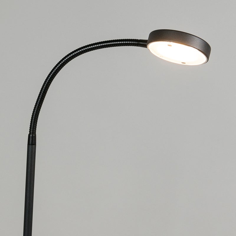 QAZQA - Moderne staande lamp, zwart, incl. LED - Trax I Woonkamer I Slaapkamer - Staal, langwerpig - I (niet vervangbaar) LED
