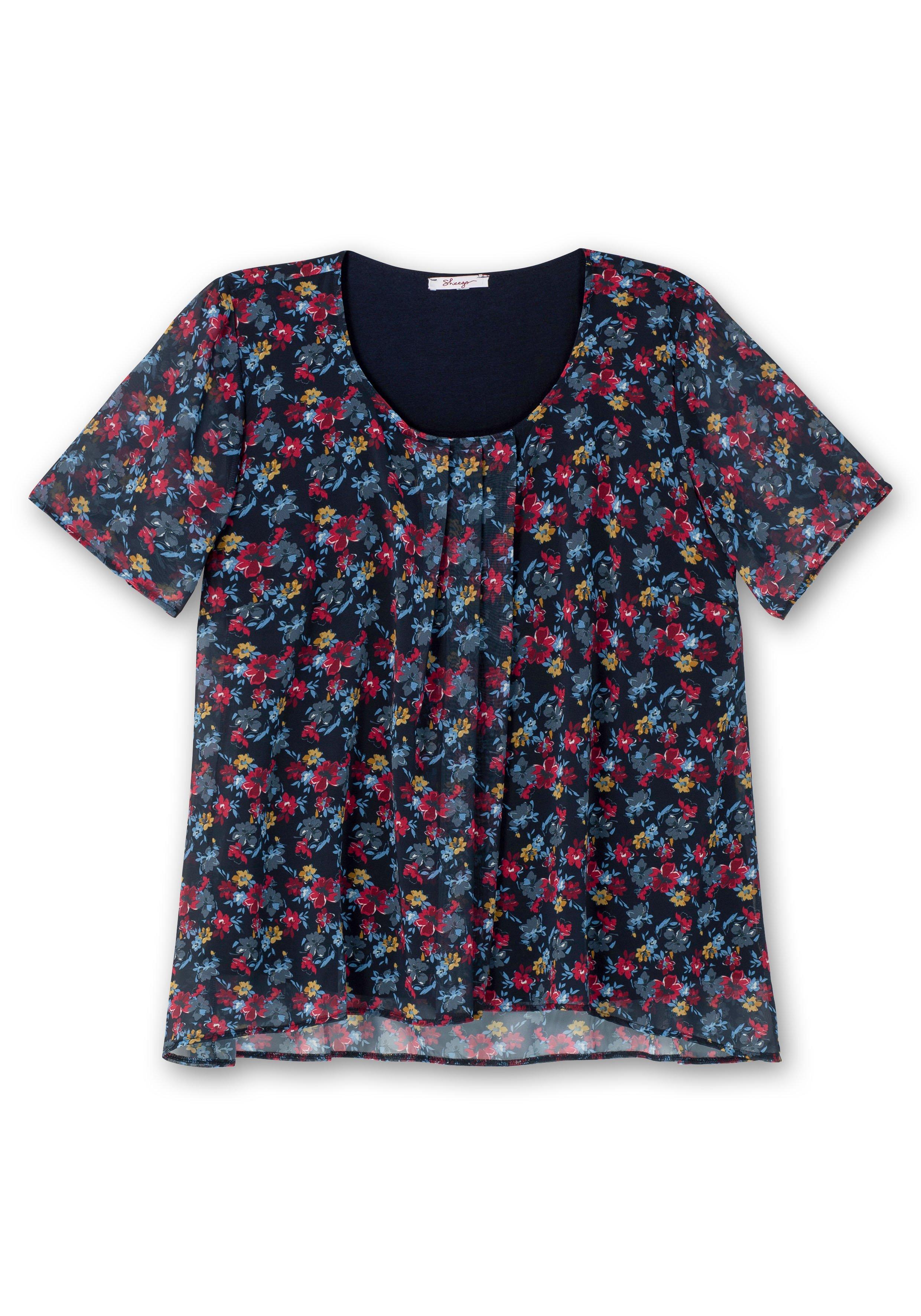 Shirt aus Chiffon mit Alloverdruck und Falten von