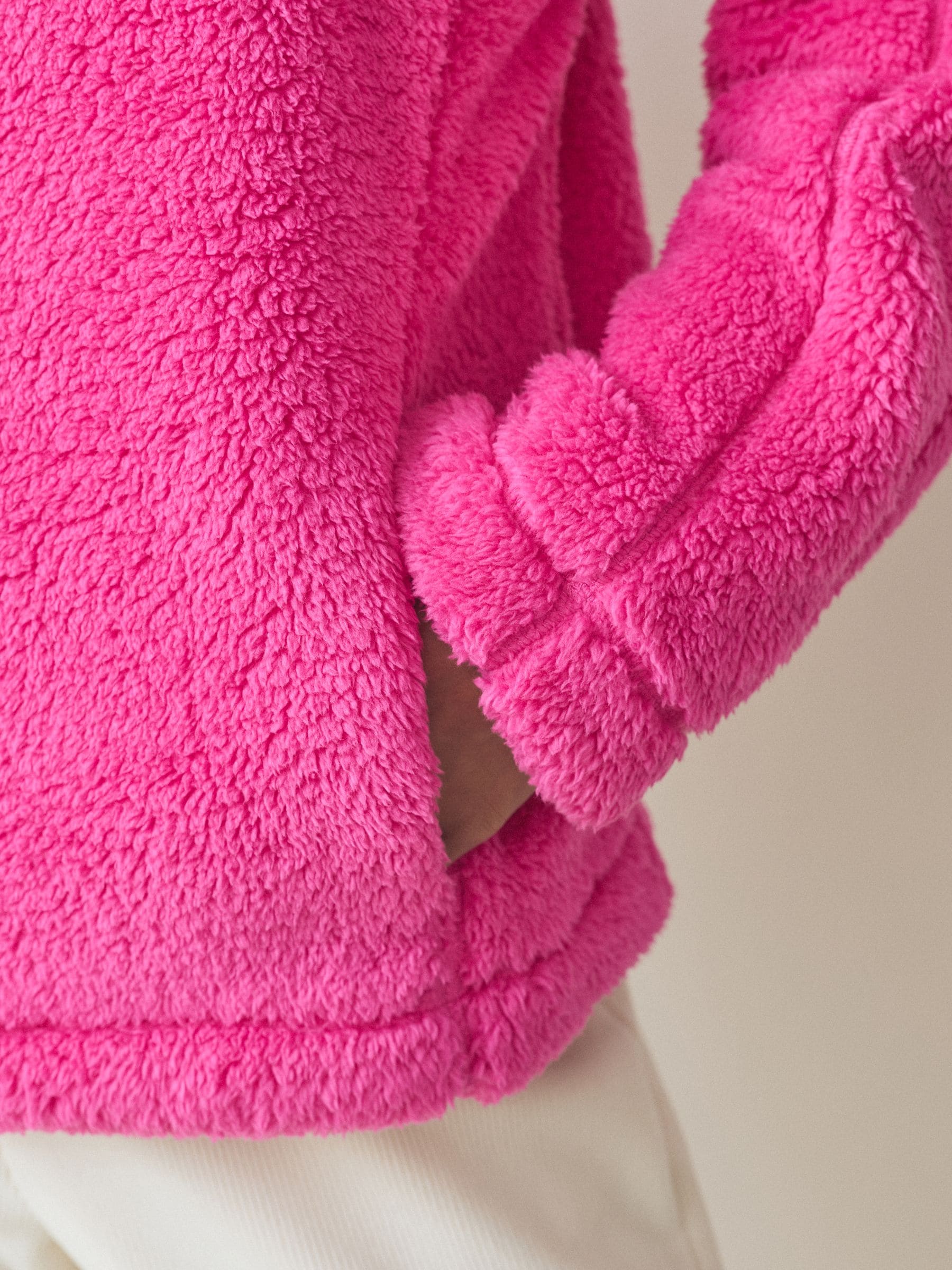 Felroze - Borg fleece met korte rits