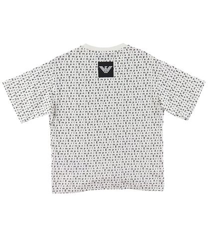 Emporio Armani T-shirt - Hvid/Sort m. Tekst