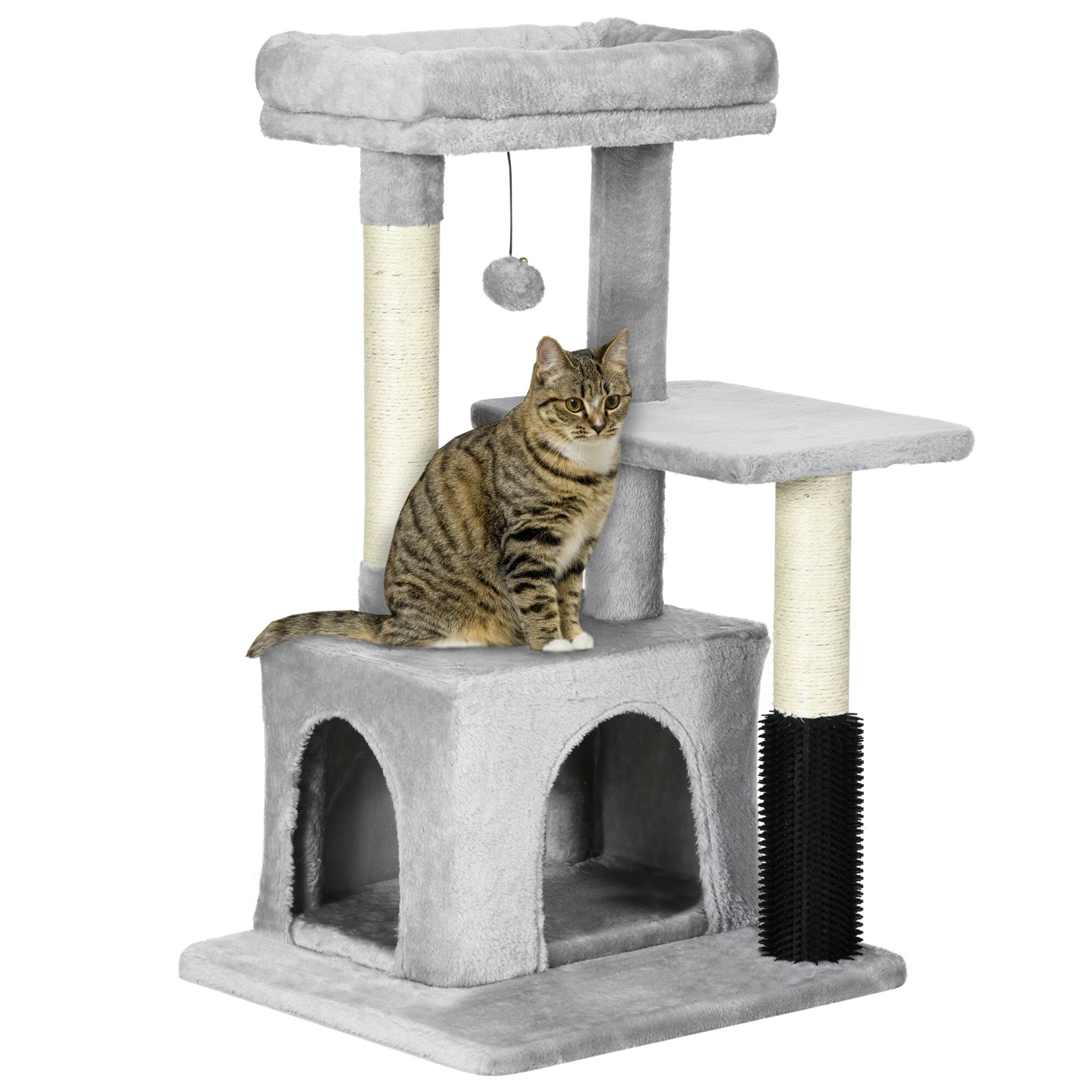 PawHut Kratzbaum mit mehrstufigem Design grau 48L x 48B x 80H cm