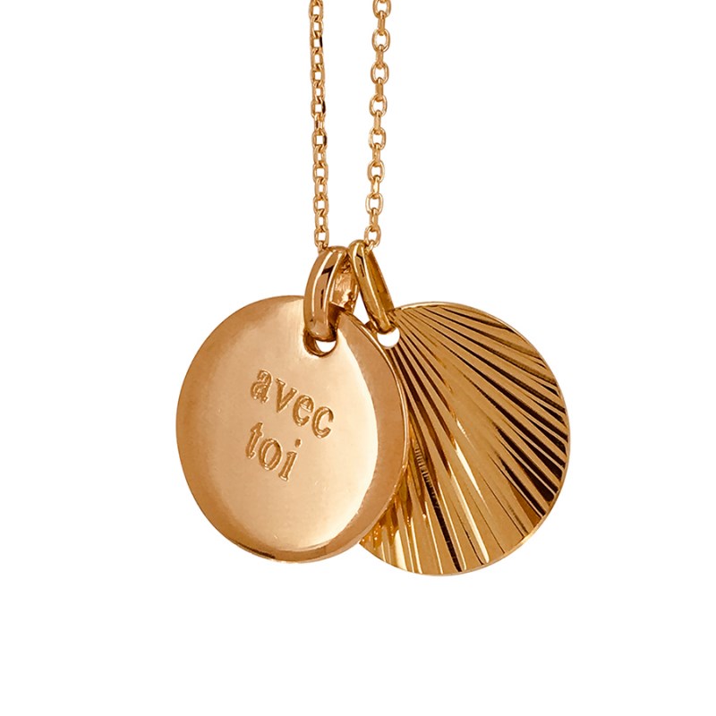 Sautoir médaille coquillage plaqué or 18 K