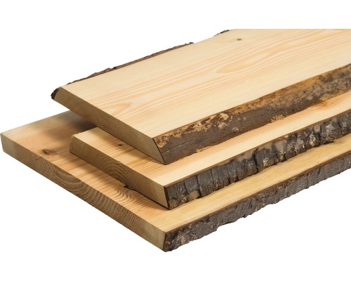 Massief Douglassparrenhouten plank, aan beide zijden onbewerkt met natuurlijke rand, 30x260-300x2000 mm