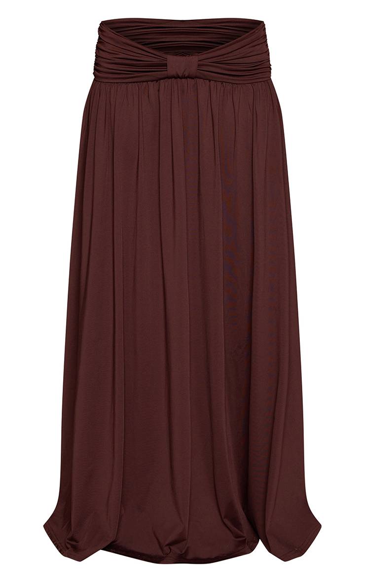 Chocolat Jupe Longue Co-ord À Détail Nœud Bardot