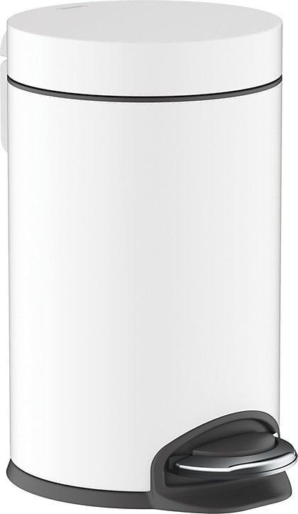 Poubelle de salle de bains à pédale 3 litres, blanc mat, Hansgrohe