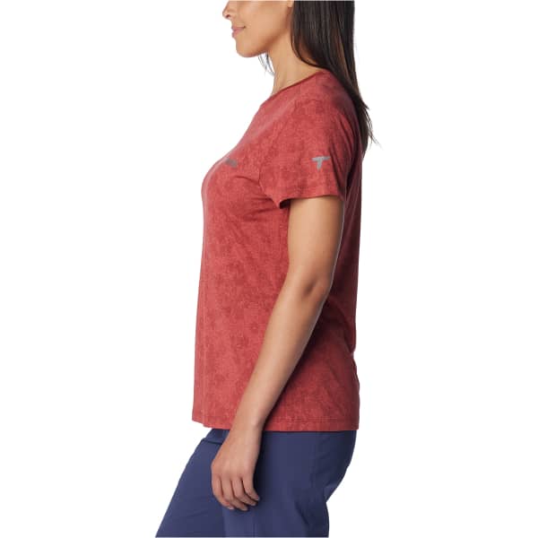 T-shirt randonnée COLUMBIA W BLUEBIRD CANYON SHORT SLEEVE CREW JUICY POPFLORID JAQUARD