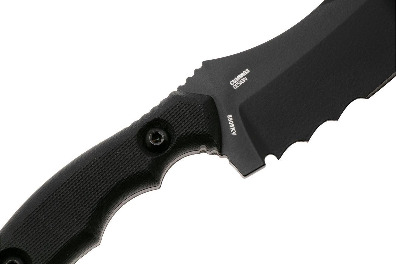 CRKT Bugsy Black Cerakote, Veff Serrations 3605KV Black G10 vaststaand mes, Kaila Cumings design