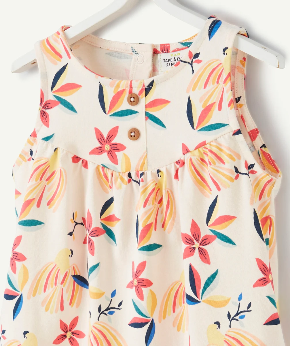 T-SHIRT SANS MANCHES BÉBÉ FILLE EN COTON BIO IMPRIMÉ TROPICAL