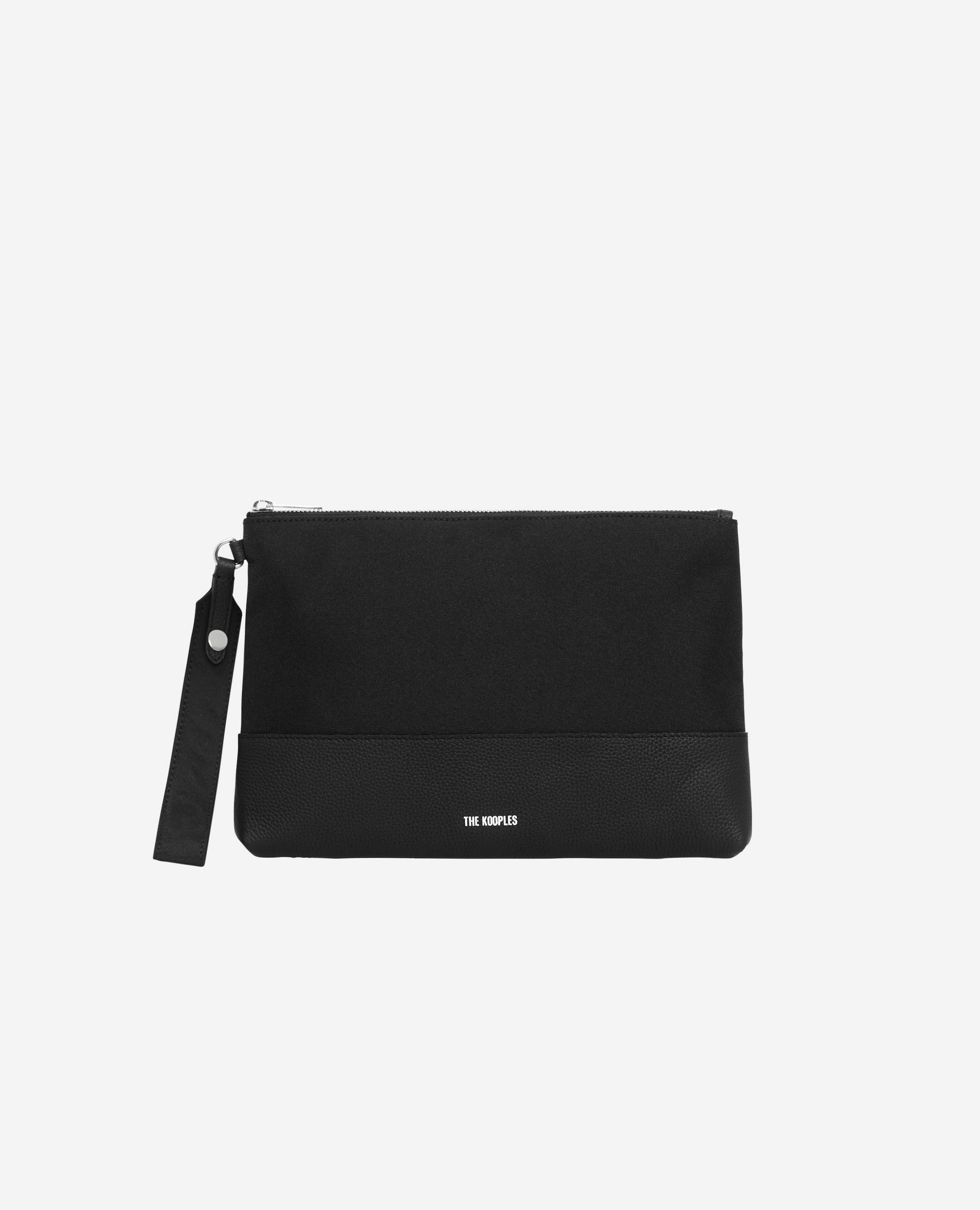 Pochette de voyage en canvas et cuir grainé noir