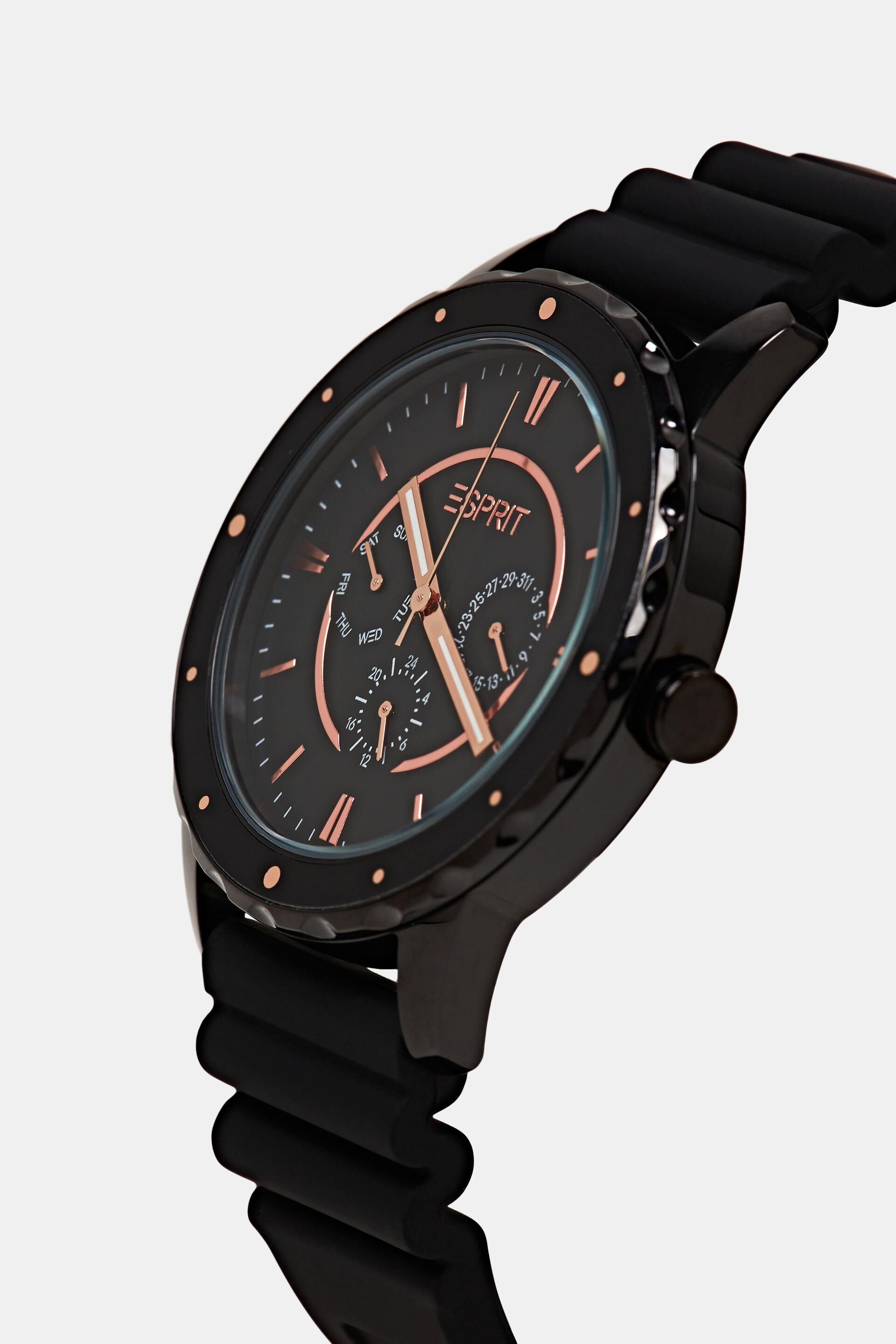 Montre en acier inoxydable dotée d’un bracelet en caoutchouc