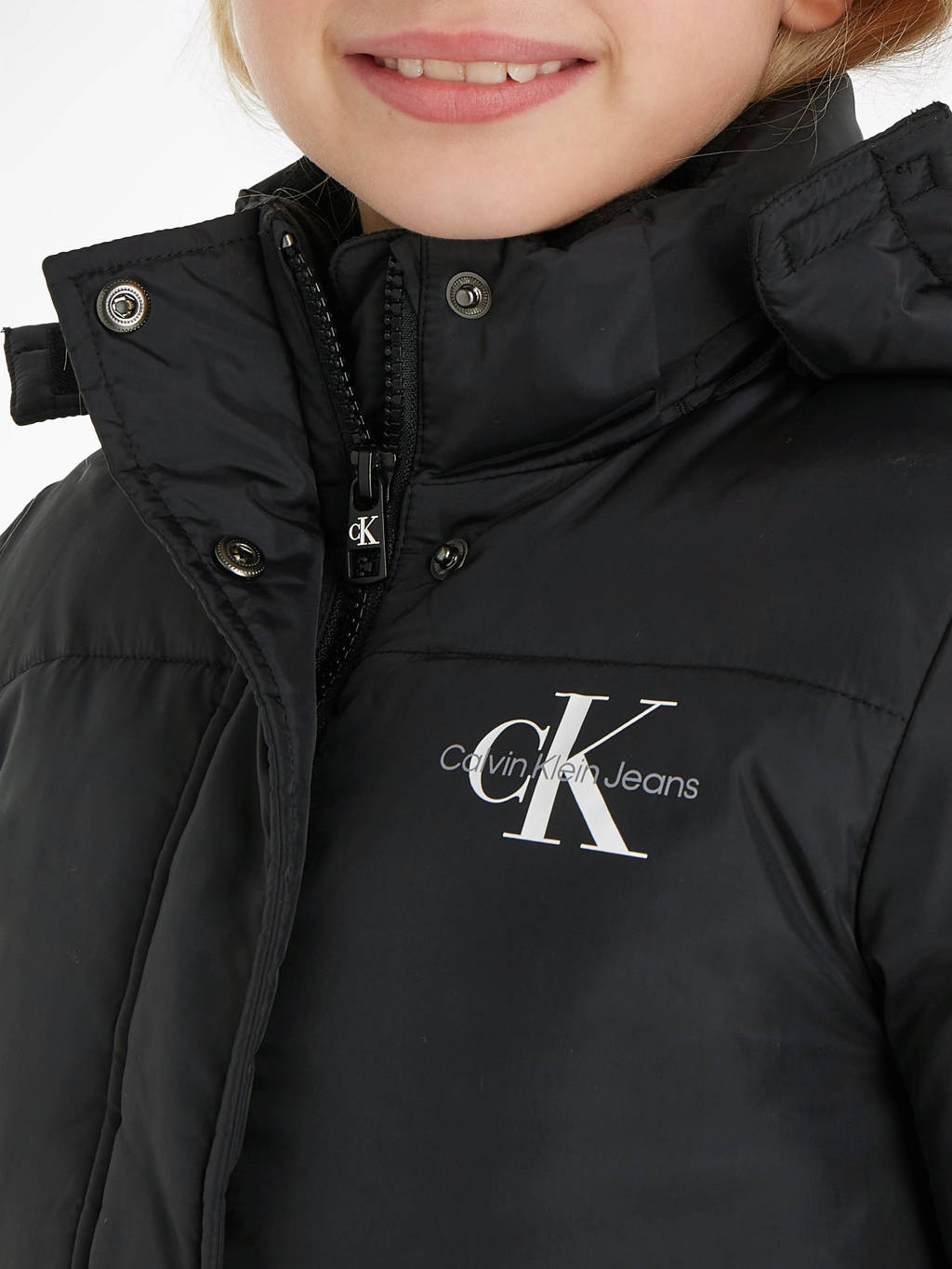 Calvin Klein gewatteerde winterjas van polyester zwart