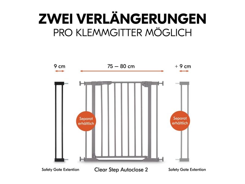 Hauck Verlängerung Türschutzgitter 9 cm Schwarz Safety Gate Extension für gängige Hauck Schutzgitter