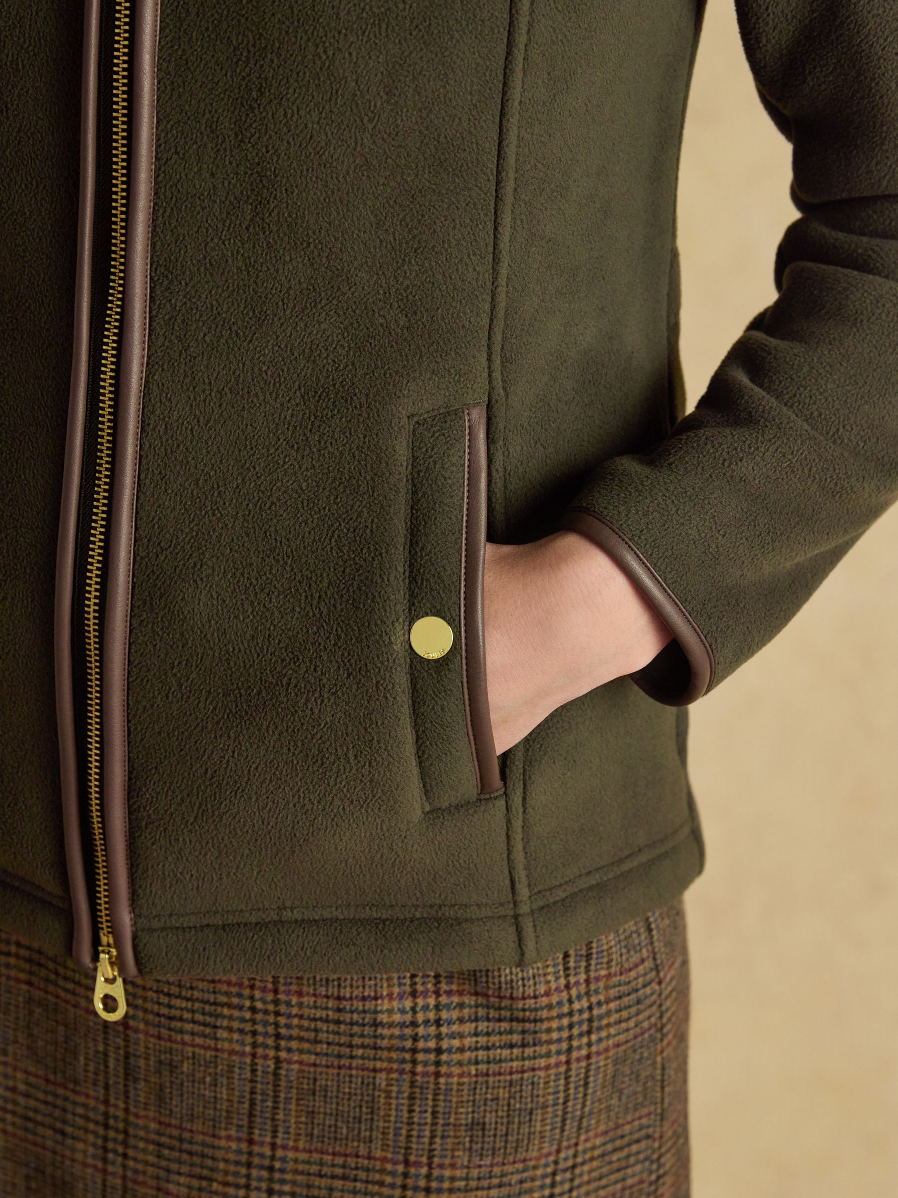 Groen - Heritage fleece met doorlopende rits