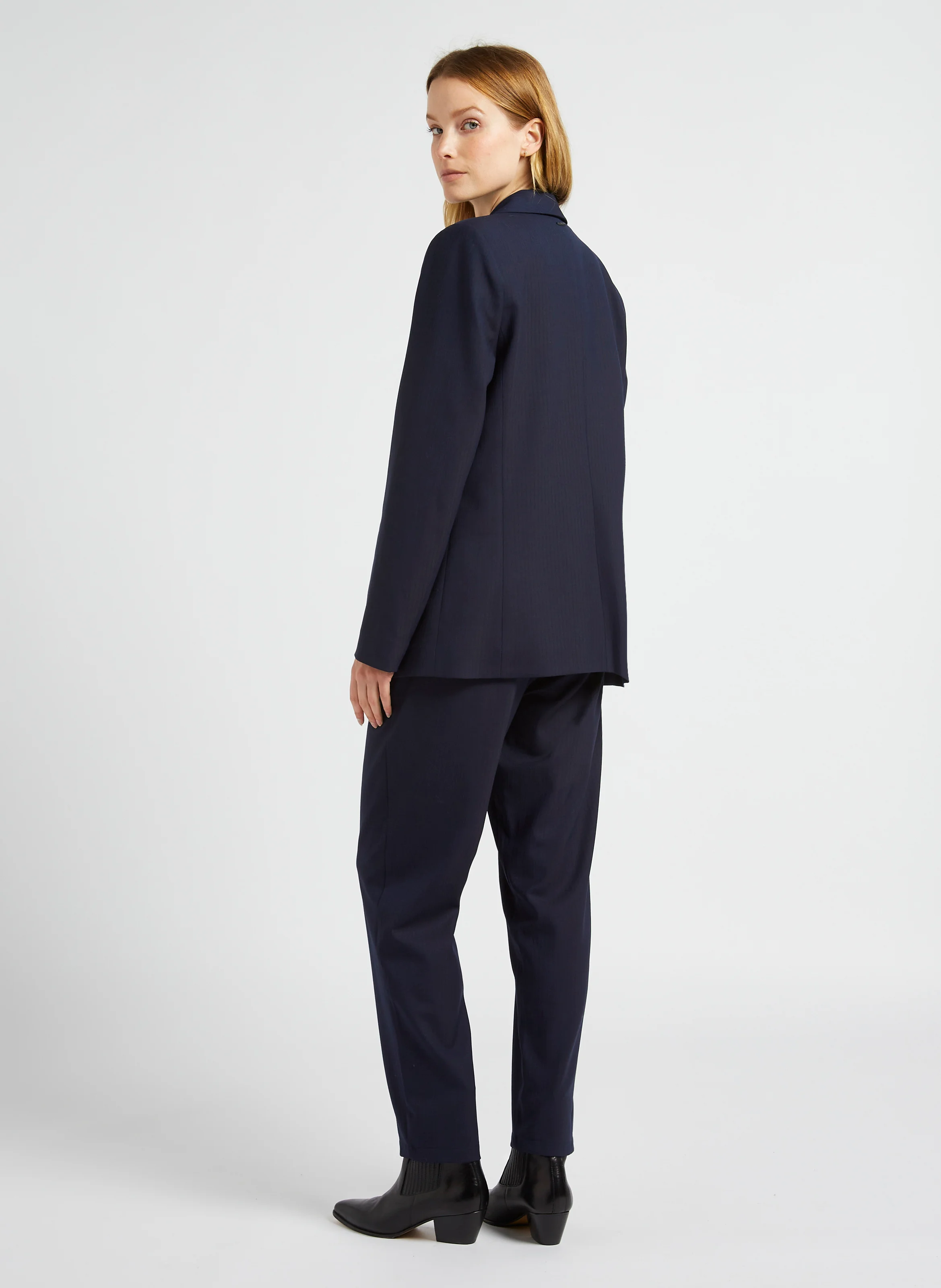 PASSY - Pantalon cigarette texturé| Bleu