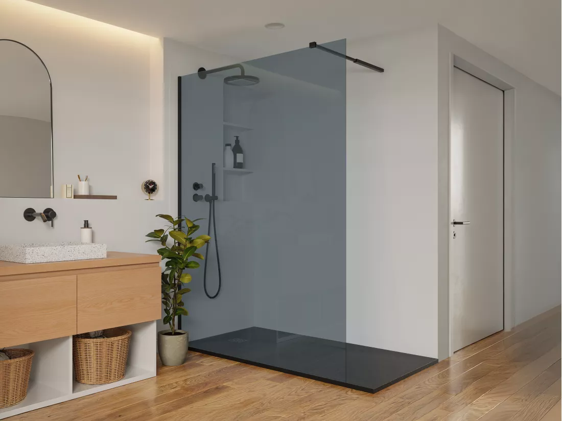 Paroi de douche à l'italienne - Verre fumé gris - 140x200 cm - MALIKA II