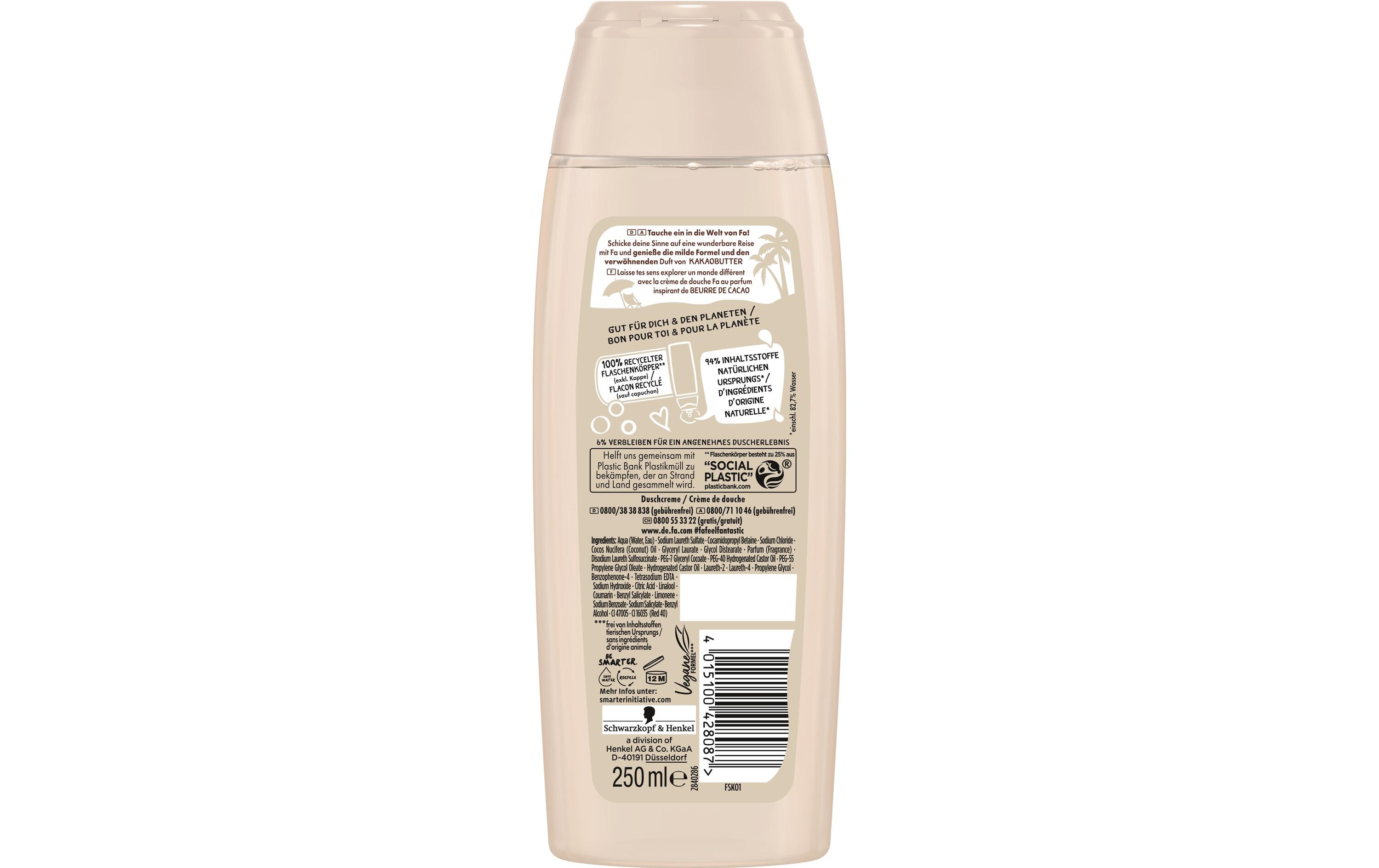 Duschcreme und -Öl Kakao 250 mlPflegedusche mit verwöhnendem Duft von Kakaobutter
