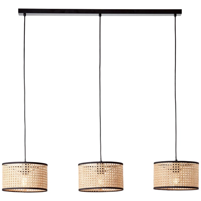 Brilliant Pendelleuchte »Wiley« E27 1 Stk. Hängelampe 3flg schwarz/holzfarbend