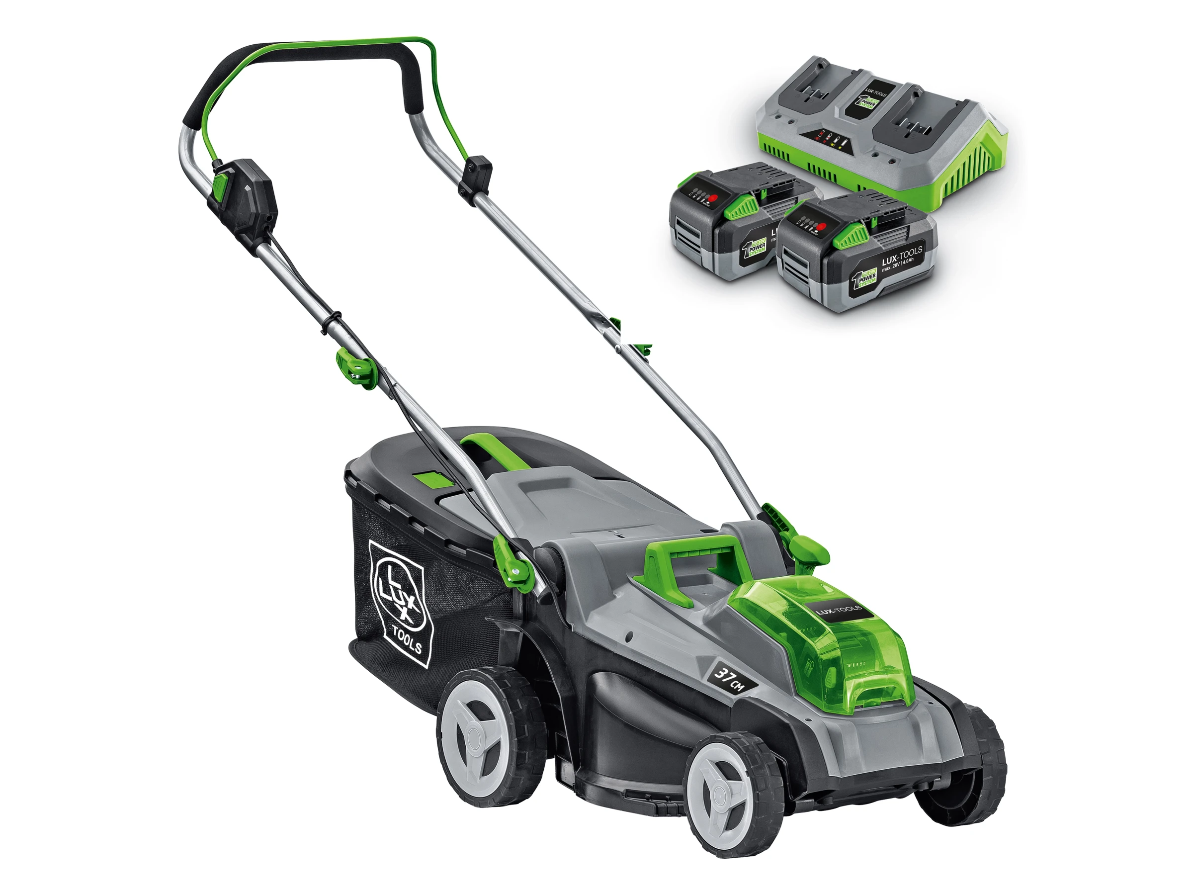 LUX 40V Akku-Rasenmäher 1 PowerSystem A-RM-2x 20/37 Set 2x 20V Akkus