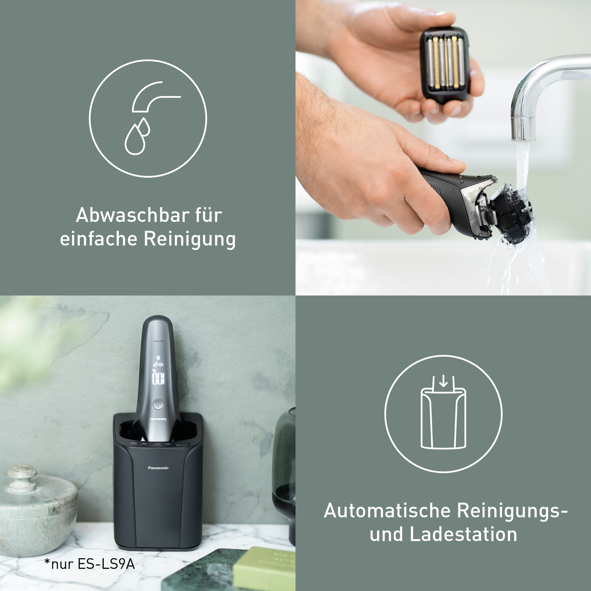 Panasonic Elektrorasierer »Series 900+ Premium Rasierer ES-LS9A« Reinigungsstation Langhaartrimmer