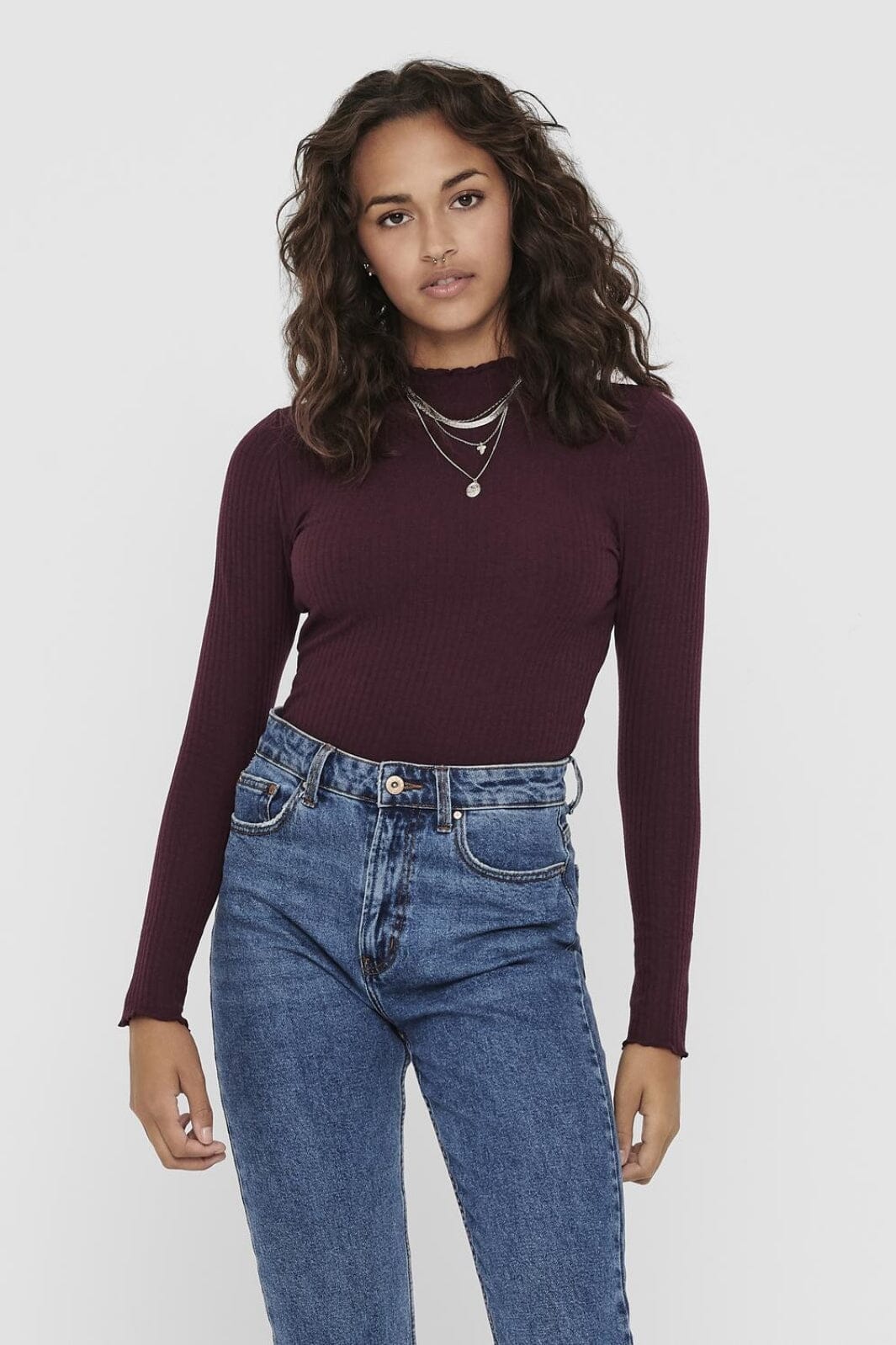 Only Onlemma L/S High Neck Top 3437408 madder brown 1