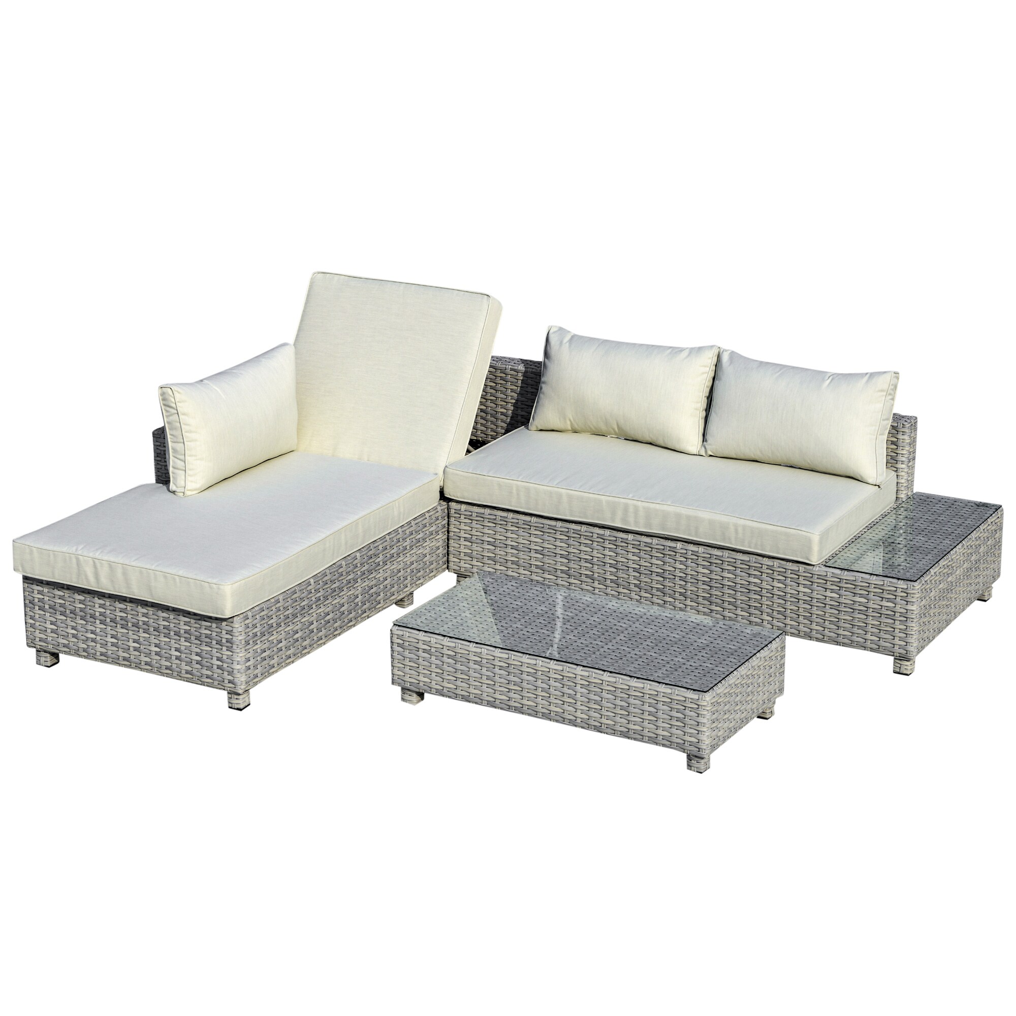 Outsunny Gartenmöbel Set mit Beistelltisch grau 209B x 83T x 59H cm