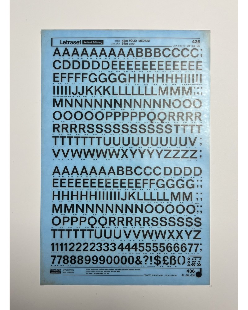 Letraset 436 - FOLIO MEDIUM - 48/54pt
