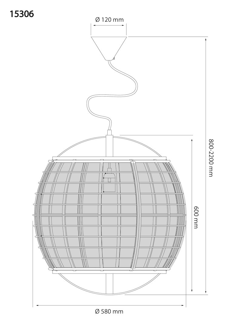 Borneo taklampe Ø58, natur E27