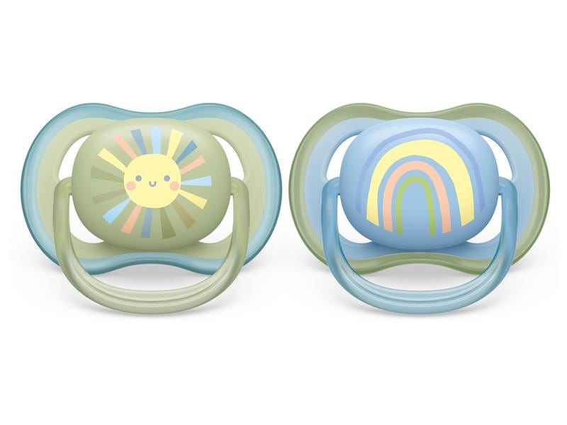 PHILIPS AVENT Nuggi ultra air 0-6 Mt. Sonne/Regenbogen Blau Sauger aus 100% lebensmitteltauglichem Silikon