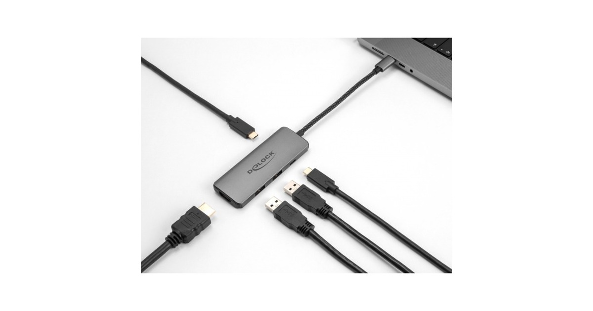 DeLOCKUSB Type-C Docking Station 8K  (Donkergrijs, HDMI, USB, PD 3.0 100 W)